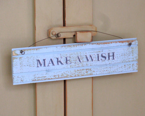 make a wish שלט עץ לתלייה וכיתוב