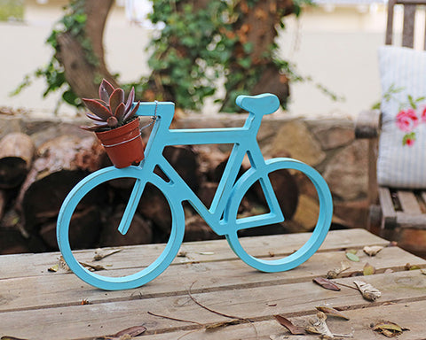 אמסטרדם - אופניים צבעוניים ומעמד לעציץ - תכלת