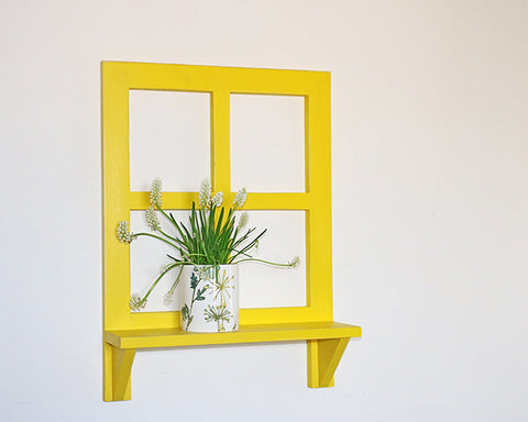 סימון – מדף חלון מעץ מלא שיוסיף נקודת עניין על הקיר - צהוב