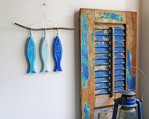 דניס - מובייל דגי עץ מארין אקו שיק  - כחולים